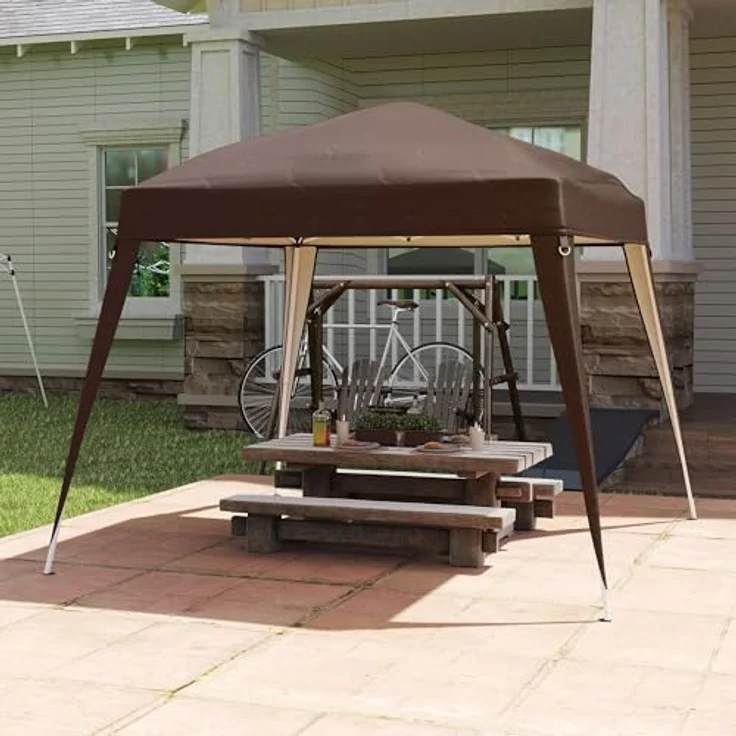 Outsunny Pavillon-Ersatzdach, wasserabweisend, stabil, winterfest, sturmfest, 300 x 300 cm, UPF50+, Farbe Kaffee – Bild 9