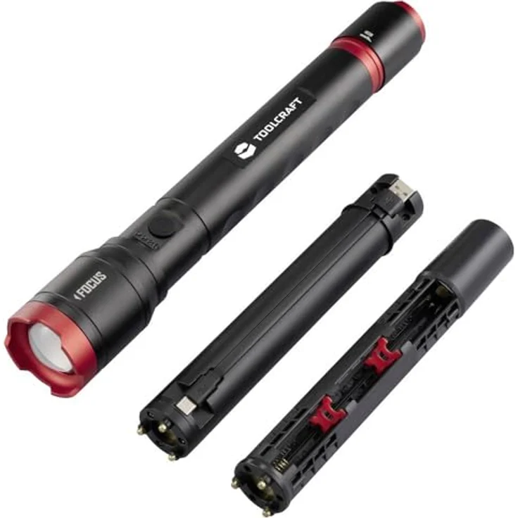 Toolcraft Handlampe verstellbar, Einstellbare Punktgröße, mit Stroboskopmodus, mit USB-Schnittstelle Li-Ionen Akkus - Taschenlampe 5000 lm, schwarz – Bild 4
