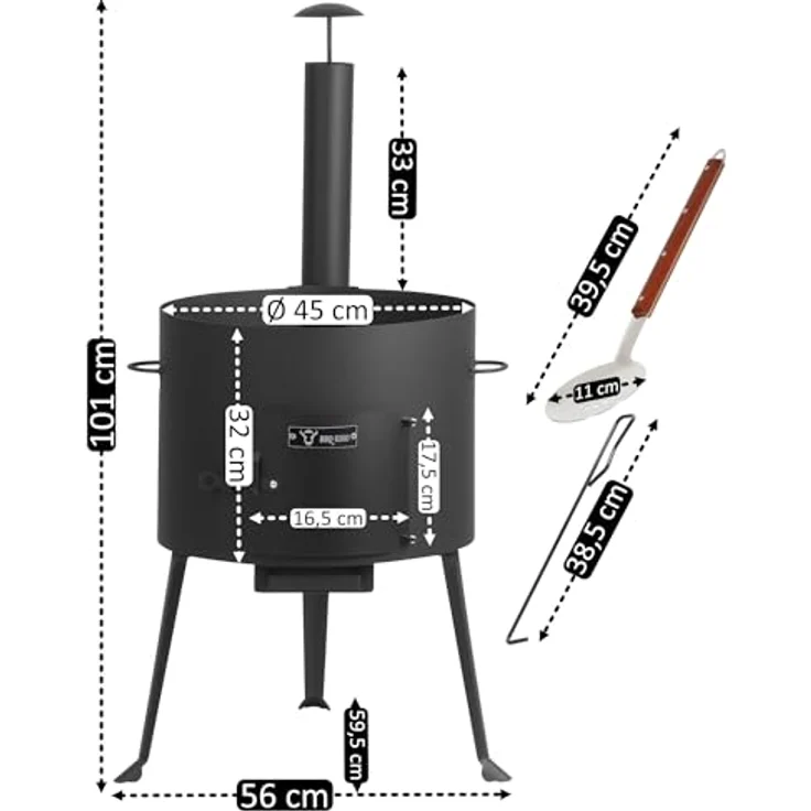 BBQ-Toro Kazan Ofen Ø 44 cm, 16 L Gusseisentopf mit Deckel, vielseitiger Gulaschkessel und Feuerstelle für Outdoor-Küchen – Bild 3