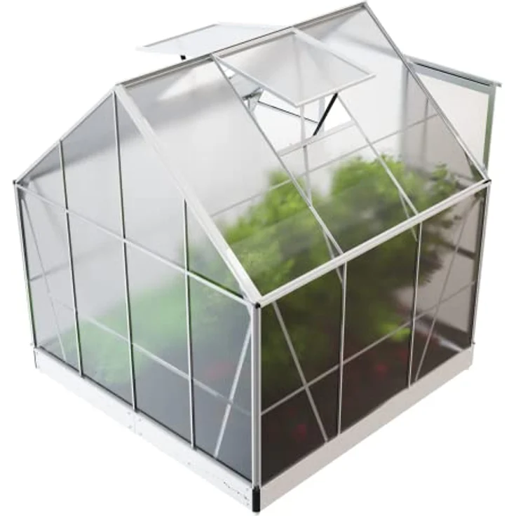 GARMIO® Gewächshaus CUNEO 190x190cm für den Garten, Alu Frühbeet inklusive Fundament, 2 Dachfenster Treibhaus Aufzucht Pflanzenhaus Tomatenhaus 3,7m² UV-Schutz – Bild 4