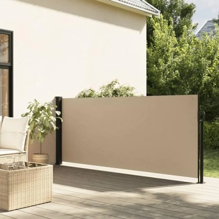 vidaXL Seitenmarkise, Sichtschutz Ausziehbar, Windschutz Sonnenschutz für Garten Balkon Terrasse, Seitenrollo Seitenwandmarkise, Beige 140x600cm – Bild 2