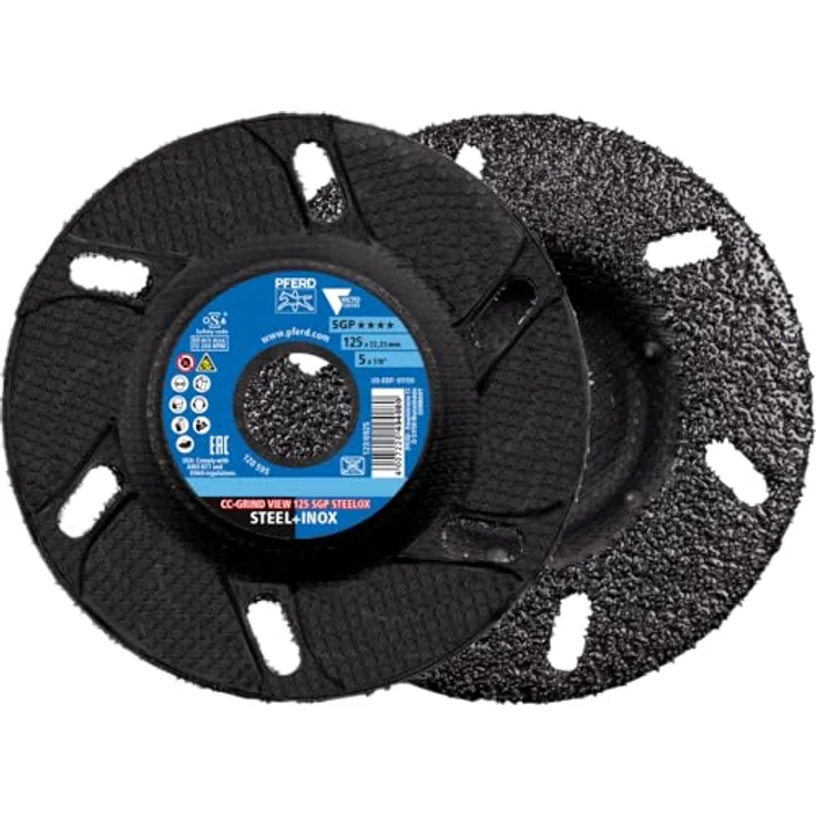 PFERD CC-GRIND® VIEW - 10x Hochleistungs-Schleifscheiben 125x22,23 mm mit Sichtfenster, VICTOGRAIN für Stahl/Edelstahl, 64196126 - für präzises und aggressives Schleifen – Bild 1