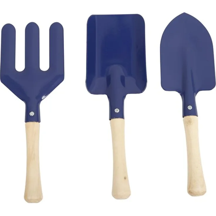 Green>it Junior Gardening Tool Set, 3-teiliges Set mit schmaler und breiter Handschaufel sowie Harke, blau