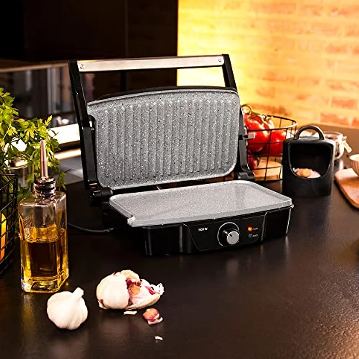 Cecotec Rock'nGrill 1500 Stone Ceramic Mix&Grill, 1500 W, Grill, Grill, Grill, Bügeleisen und Sandwicher, Keramikbeschichtung, gemischte Oberfläche, Öffnung 180 Grad, Fettauffangbox – Bild 2