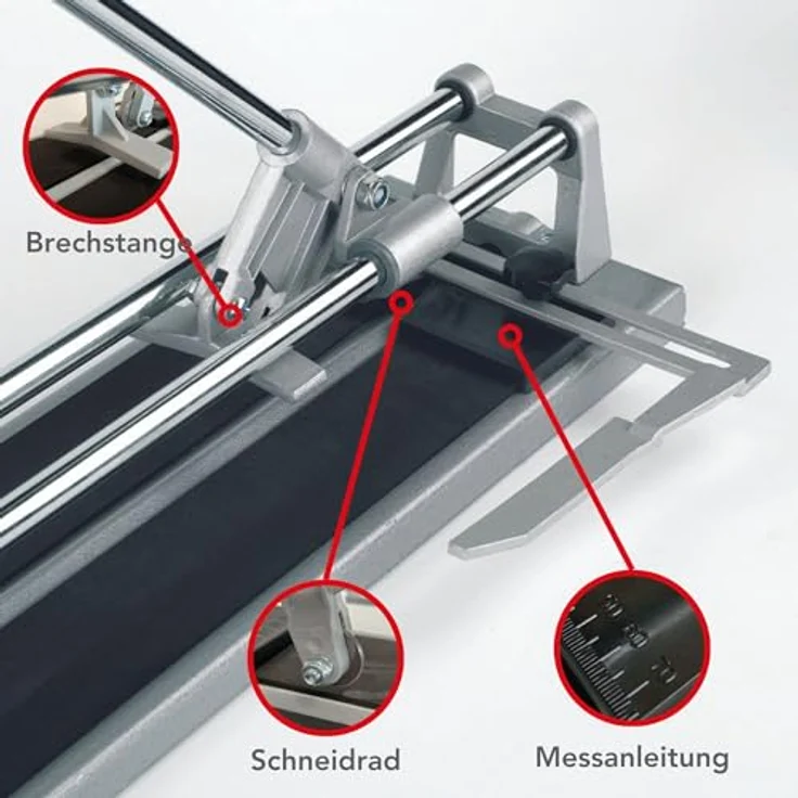 Toolland Fliesenschneider, manuell, 22 mm Schnittrad, 600 mm Schnittlänge, Aluminium und verchromter Stahl – Bild 4