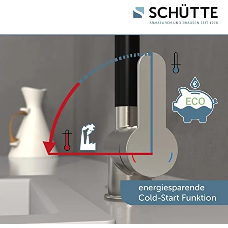 Schütte Spültischarmatur RIO, Wasserhahn mit Energiesparfunktion und 360° schwenkbarer Mischbatterie, inkl. Montageset – Bild 3
