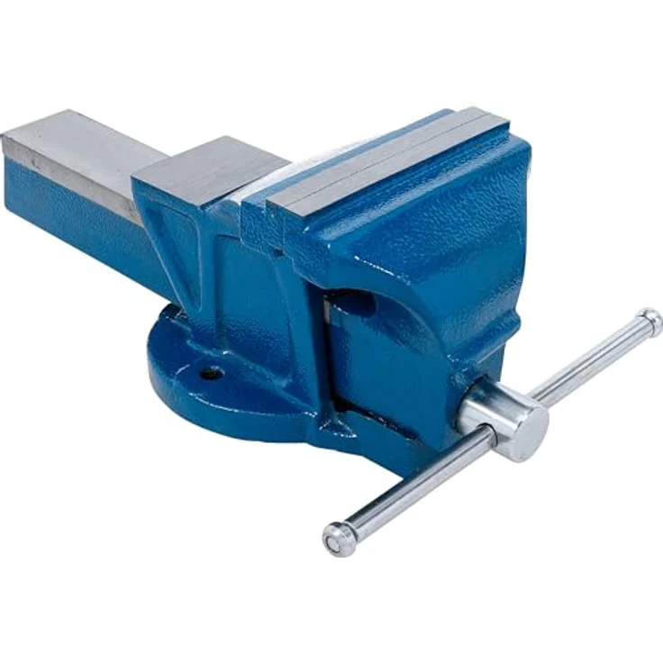 BGS 58270 Parallel-Schraubstock | 150 mm Spannbacken | Werkbankschraubstock, mit Ambossfläche und vorgebohrten Löchern, blau – Bild 4