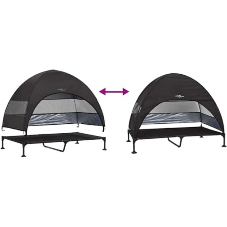 vidaXL Erhöhtes Hundebett mit Abnehmbarem Dach, Schwarz XL Stahl, Wetterfest und Faltbar für Outdoor-Aktivitäten – Bild 9