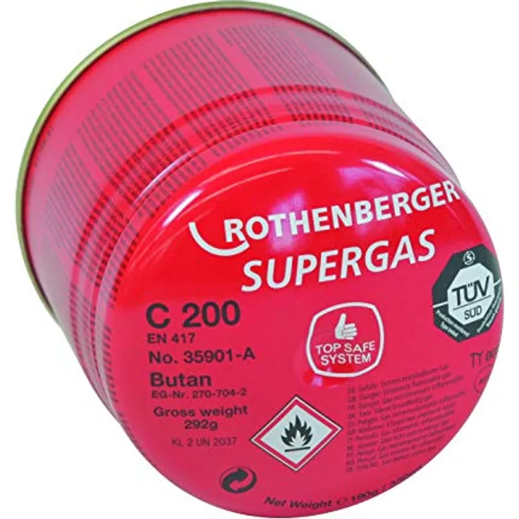 Rothenberger Gaskartusche C200 B mit Sicherheitssystem für Gasschweißzubehör und -material