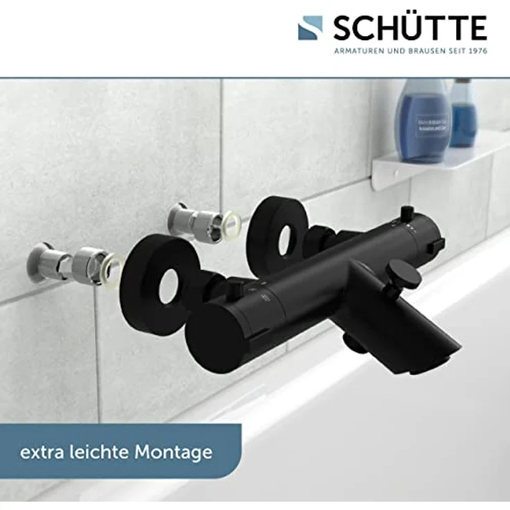 Schütte London Thermostatische Badarmatur, Hartafstand 150 mm, Zwart Mat, mit Eco-Stopp-Funktion und Temperatursperre – Bild 2