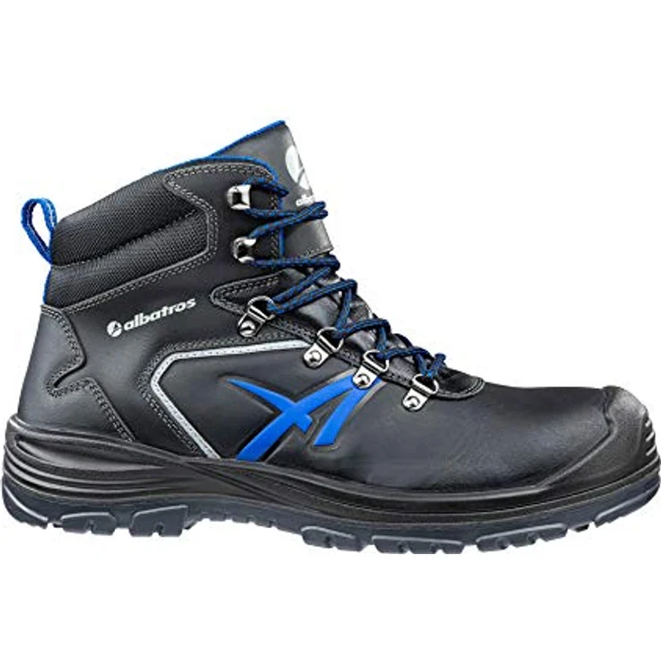Albatros UNIT BAU MID S3S FO SR Sicherheitsschuh, rutschfeste XTS Trekstar Laufsohle, Schuhgröße 45, Schwarz/Blau – Bild 1