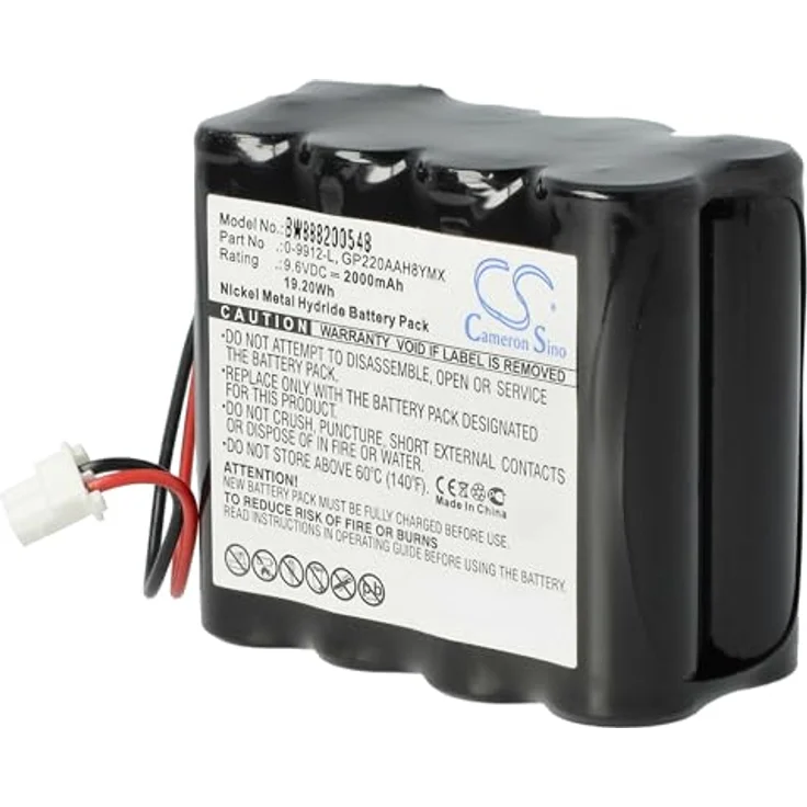 VHBW Akku Ersatz für Visonic GP220AAH8YMX, 0-9912-L für Alarmanlage, 2000 mAh, 9,6 V, NiMH, schwarz – Bild 8