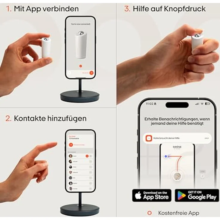 SIRÈNE OOONO SIRÈNE - Intelligenter Taschenalarm mit App Live-Standort, kompaktes Design für Frauen, Männer & Kinder, lauter Alarm auf Knopfdruck – Bild 4