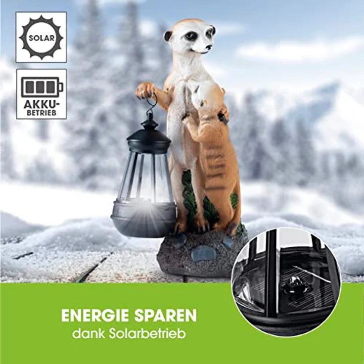 EASYmaxx Solar-LED Erdmännchen-Familie | handbemalt & kabellos mit automatischem Tageslichtsensor | 8 Std. Leuchtdauer | 30 x 14 x 11 cm – Bild 5