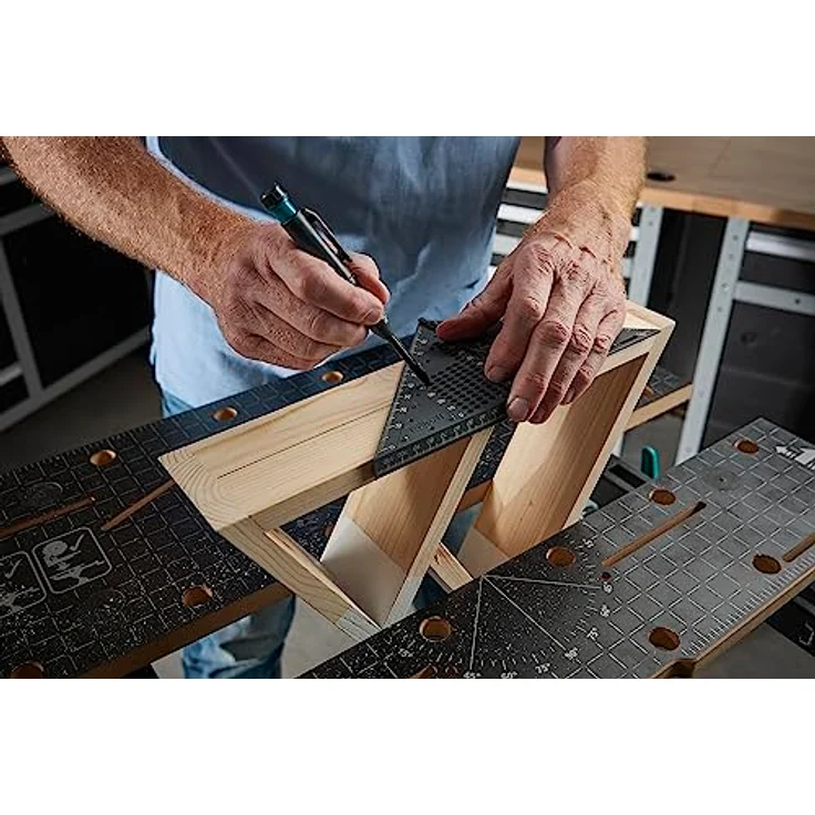 wolfcraft Mess- und Markierwinkel VARIO 3D I 5209000 I Faltbarer Projekthelfer zum Messen auf Flächen und dreidimensionalen Werkstücken – Bild 5