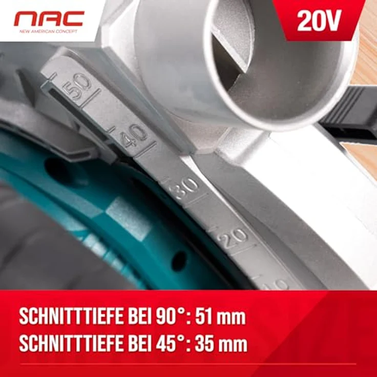 NAC Handkreissäge NEW AMERICAN CONCEPT, Akku-Kreissäge mit Laserführung, 20 V, 165 mm Sägeblattdurchmesser, ohne Akkus und Ladegerät – Bild 4