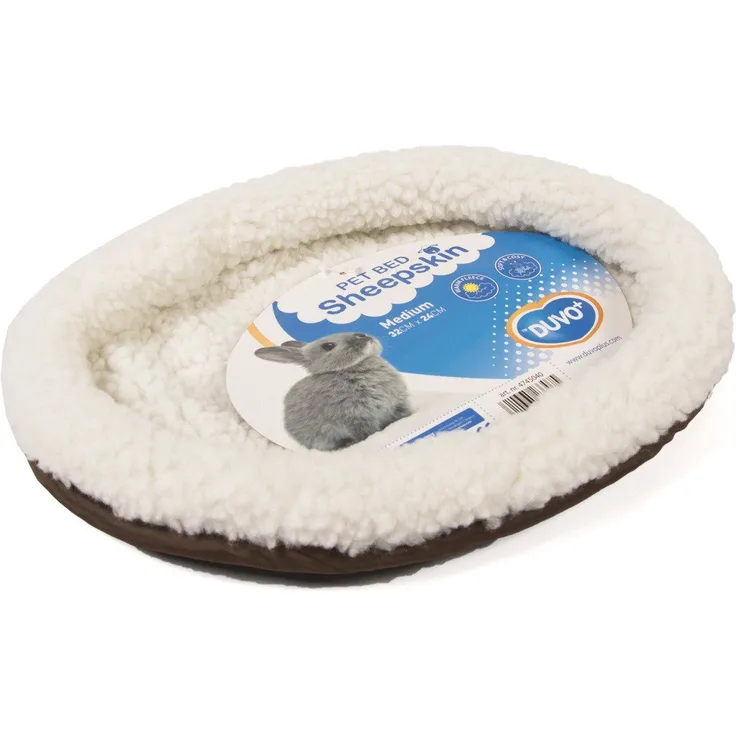 DUVO+ Tierbett Bett oval Schafsfell, superweich und gemütlich, geeignet für alle Haustiere