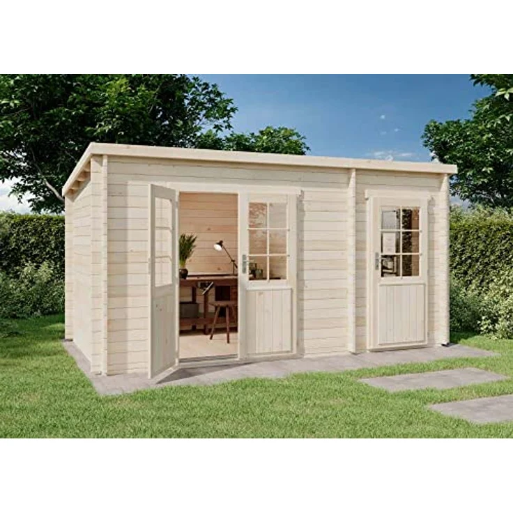 Alpholz Gartenhaus Maria aus Holz Gerätehaus mit 40 mm Wandstärke Garten Holzhaus Geräteschuppen mit 2 Räumen 450 x 250cm Pultdach – Bild 1