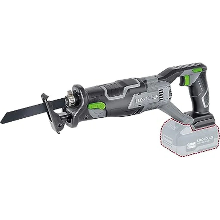 LUX-TOOLS A-SB-20/115 Akku-Säbelsäge mit 1/2"-Universalaufnahme & verstellbarer Schnitttiefe, inkl. Sägeblättern | 20V Säbelsäge mit max. Schnitttiefe von 115mm [ohne Akku/ohne Ladegerät] – Bild 1