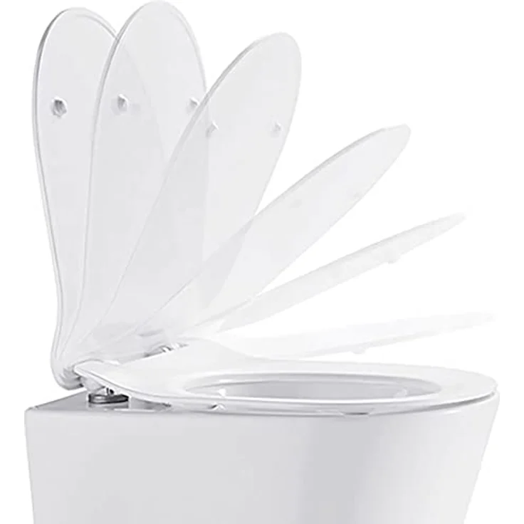 NEG Design Hänge-WC Uno11RL spülrandlos & spritzfrei Nano-Versiegelung Duroplast Soft-Close-Deckel abnehmbar Quick-Release Quick-Fix Montage-System, Keramik, Beschichtet, Weiß – Bild 4