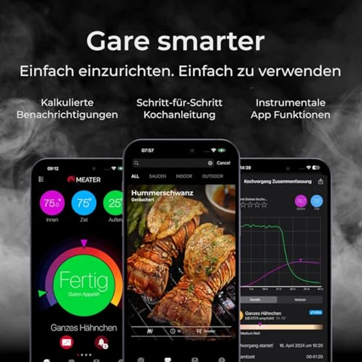 MEATER Pro Duo: Smart Meat Thermometer Digital mit 550°C Hitzebeständigkeit, großer Reichweite, zertifizierter Genauigkeit und 50+ Rezepten in App – Bild 2