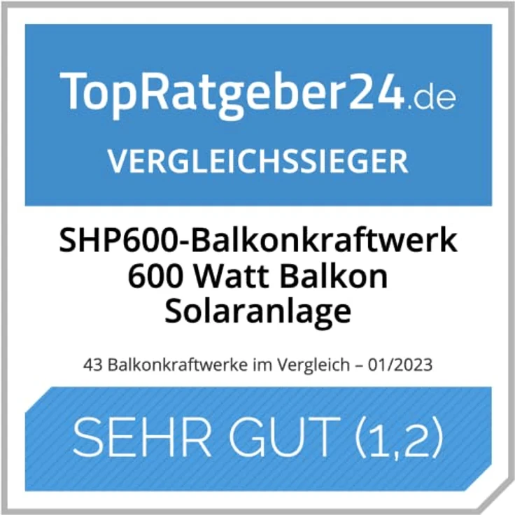 SHP SHP 600-Balkonkraftwerk, Testsieger mit Solarmodul-Halterung, Aluminium und Edelstahl, schwarz – Bild 2