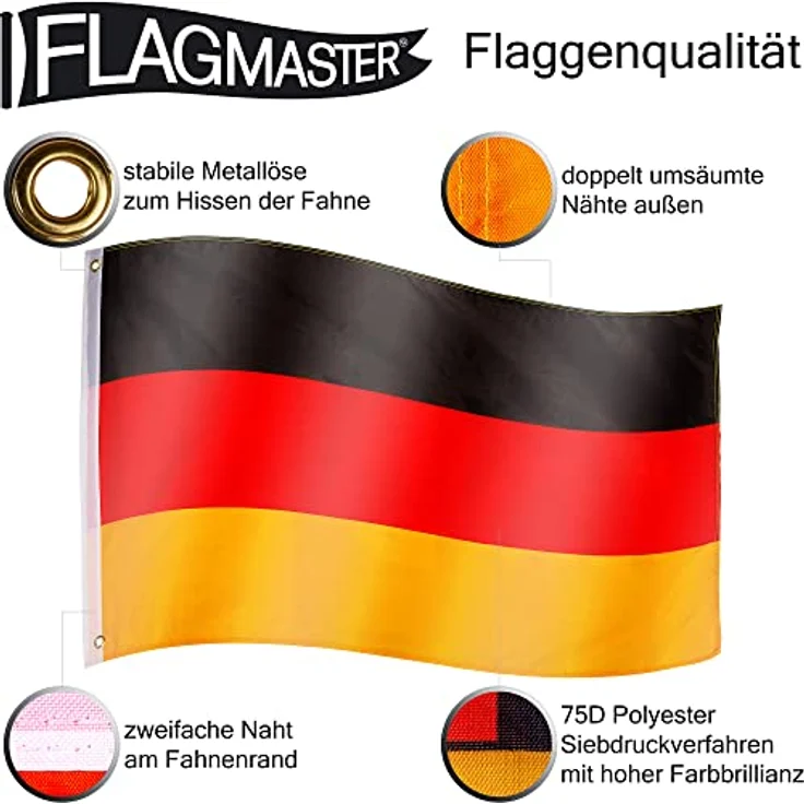 FLAGMASTER Flagge, 30 verschiedene Fahnen zur Wahl, Größe 120 cm x 80 cm, Schweden, hochwertige 75D Polyester Qualität – Bild 4