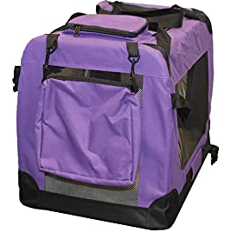 walexo Faltbare Hundebox Hundetransportbox Katzentransportbox Katzenbox (LILA, S) - Metallverstärkung, Oxford Gewebe, 3 Türen, Platzsparend – Bild 4