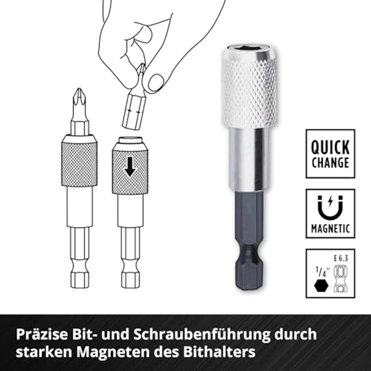 Einhell S-Case Bit-Set 28-tlg., mit 15 Bits 25 mm und 9 Bits 50 mm aus Chrom Vanadium Stahl, inklusive 3 Hexagonal-Stecknüssen und Schnellwechselbithalter – Bild 8