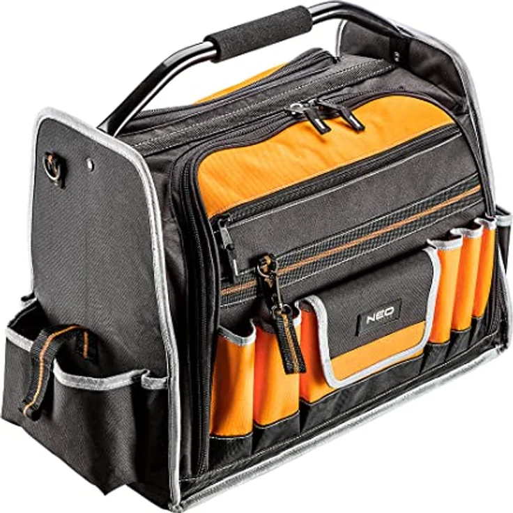 NEO TOOLS Werkzeugtasche 49.5 x 38 x 27 cm (LxHxW), Nylon 600D, 32 Innentaschen, 12 Außentaschen, stabiler Boden, Griff und Riemen – Bild 1