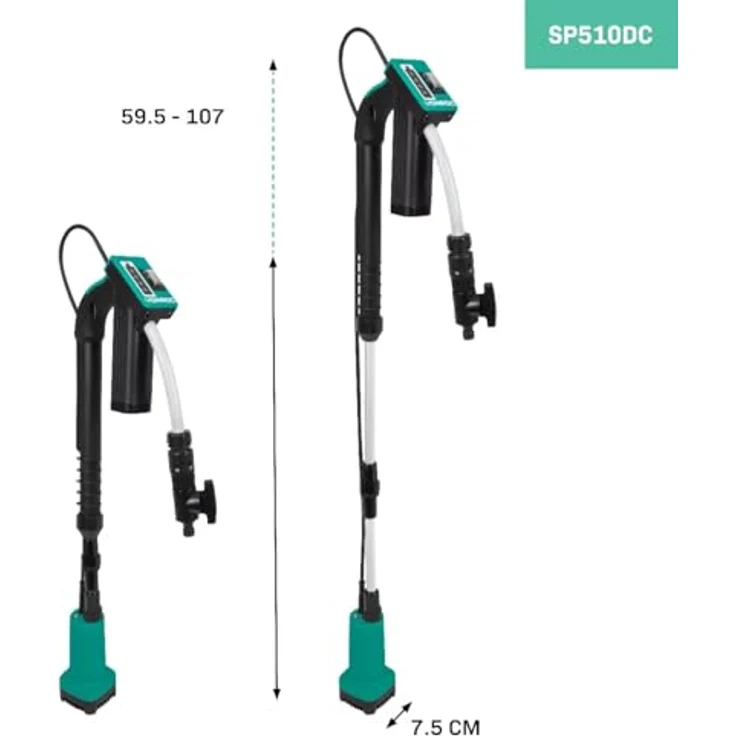 VONROC Akku Regenfasspumpe, Tauchpumpe für Regenwassertonne, 12V, 50W, 1500 l/h, max. 35 Min. Betriebsdauer – Bild 2