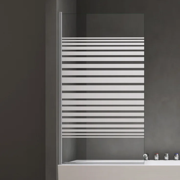 doporro Badewannenfaltwand Badewannenaufsatz Cortona201 Duschwand, Einscheibensicherheitsglas, Milchglasstreifen, schwarz