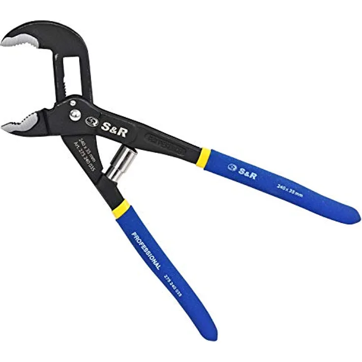 S&R Automatische Wasserpumpenzange mit Schnellspannmechanismus, 240mm, CR-V, rutschfeste Griffe