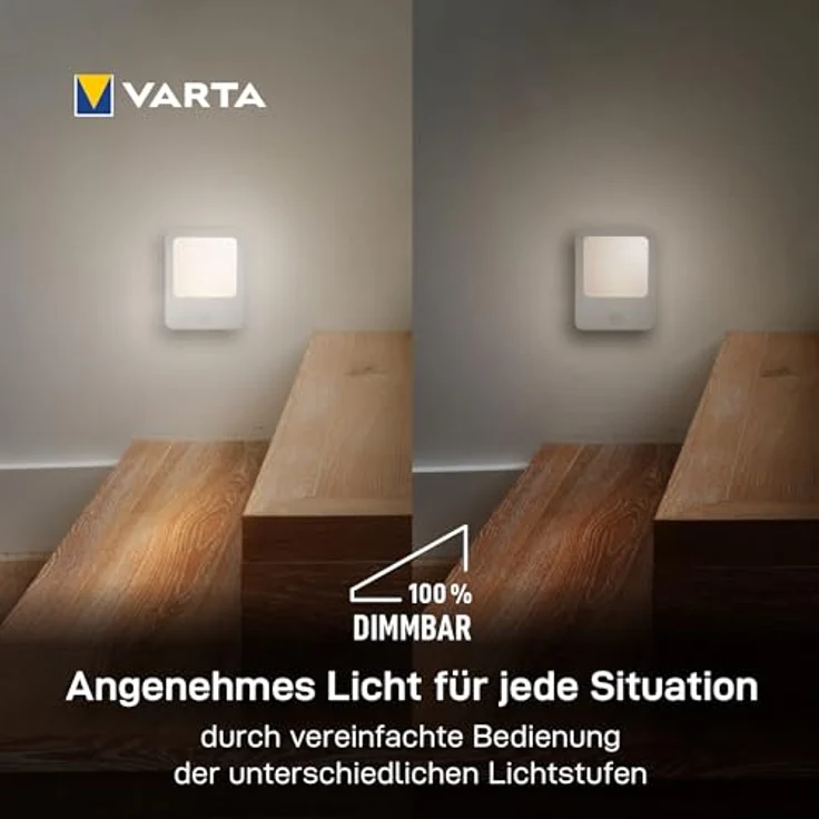 Varta Nachtlicht Steckdose mit Bewegungssensor LED, Motion Sensor Plug Light, stufenlose Dimmfunktion, automatische Abschaltung nach 90 Sek, warmweiß – Bild 6