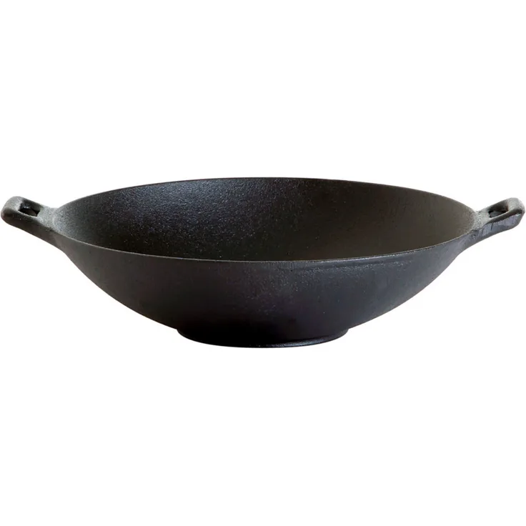 Gusseisenkuss® Gusseisenwok mit 2 Griffen Ø 30 cm Gusspfanne Gusseisen Wok