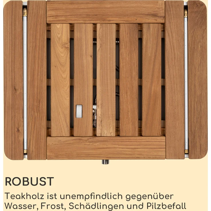 Cool Breeze Gartendusche Aluminium Teakholz Tragegriff Silber – Bild 6
