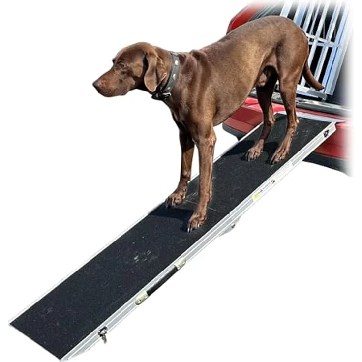 Hunderampe Hundetreppe Auto Kofferraum Treppen Rampe Einstiegshilfe für Hunde Klappbar Aluminium Auswahl Längen 5 cm Belastbar bis 150 kg Petigi, Länge:122 cm – Bild 1