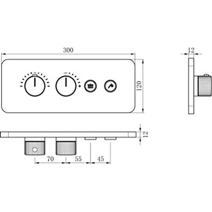 BERNSTEIN Thermostat-Unterputz-Duscharmatur NT7646 für 2 Verbraucher - inkl. Unterputz-Grundkörper - Stilvolles Design, Hochwertiges Messing, Chrom – Bild 2