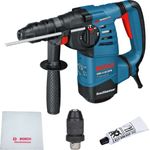 Bosch Bohrhammer GBH 3-28 DFR mit SDS plus 800 W Solo inkl. Zubehör-Set, kompakter 800-Watt-Motor in L-form, blau