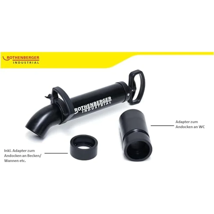 Rothenberger RoPump Power Saugdruckrohrreiniger, Handbetriebene Rohrreinigungspumpe für Waschbecken und Badewannen, Schwarz – Bild 6