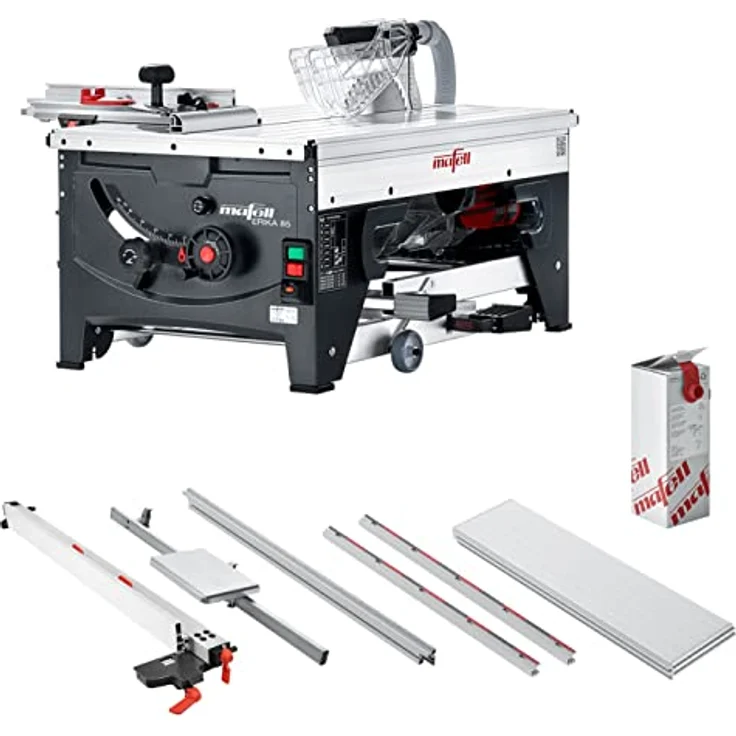 Mafell ERIKA 85 Unterflur-Zugsäge (2500 Watt Leistung, 85 mm Schnitttiefe, klappbares Untergestell, Inkl. Schiebeschlitten, Zusatztisch, Anschlaglineal, Parallelanschlag und Cleanbox) – Bild 1