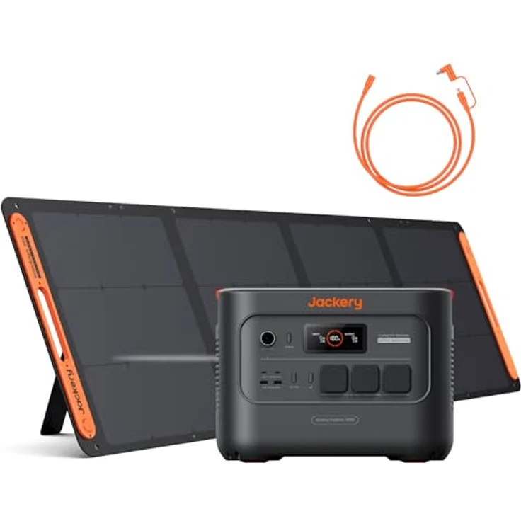 Jackery E3000 V2, 3072Wh Powerstation mit 200W Solarpanel, 3600W Dauerleistung, 2x USB-C PD100W, ideal für Notstrom, Camping und Haushalt – Bild 1