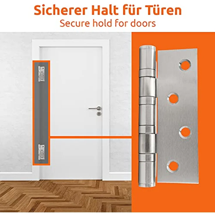 ECENCE Edelstahl Tür-Scharnier 2x Silber Türband, Beschlag, 4-fach Stahlkugel gelagert Edelstahlscharnier 304 (V2A) Materialstärke 2,5mm + Schrauben für massive Türen innen + außen – Bild 5