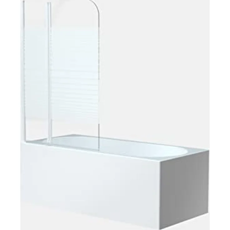 Marwell White Lines Badewannenaufsatz 100 x 140 cm Duschwand für Badewanne 2-teilig faltbar in matt weiß- Duschabtrennung aus 4 mm starken Einscheibensicherheitsglas – Bild 2