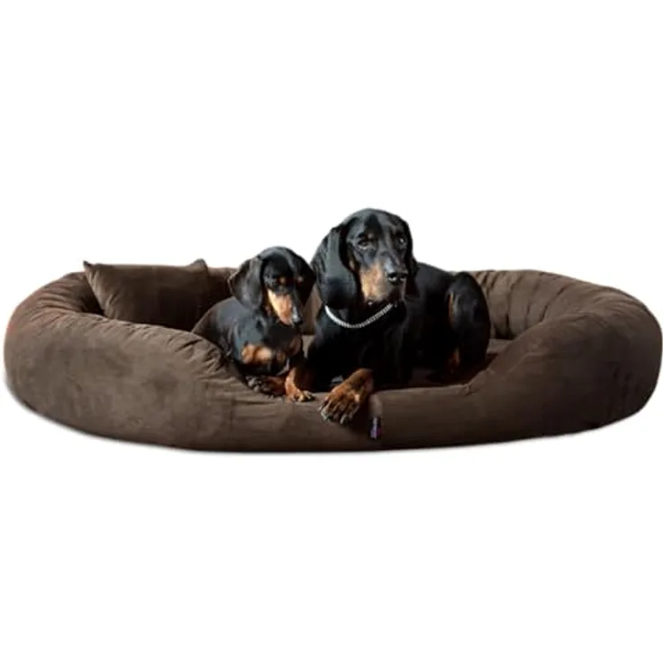 tierlando® Orthopädisches Hundebett Sammy | High-Tech-Velours | Dicke Umrandung | XXL Hundesofa Braun 140 cm