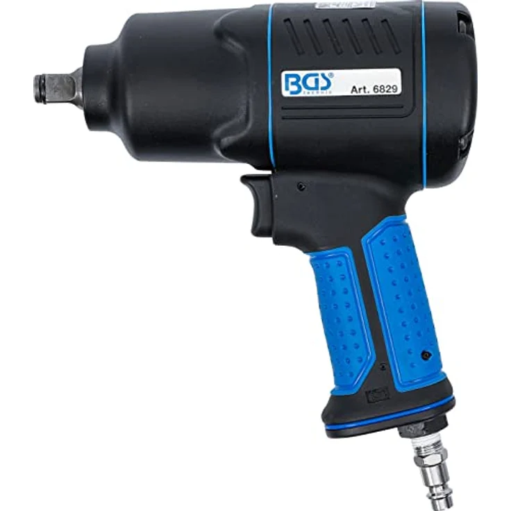 BGS Technic Druckluft-Schlagschrauber & Kraft-Steckschlüssel-Satz, 12,5 mm (1/2'), 1200 Nm, 16-teilig, ergonomischer Soft-Grip, 3 Kunststoffeinsätze für empfindliche Materialien – Bild 6