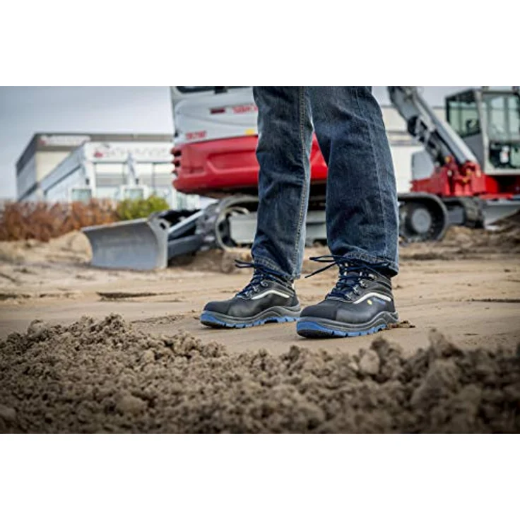 Stabilus SPARTACUS MID, Sicherheitsstiefel S3, Schwarz/Blau, Grösse 40, Rindleder, ESD, EN ISO 20345, durchtrittshemmende Gewebebrandsohle, Vibratec-Dämpfung, metallfreie Zehenschutzkappe – Bild 2