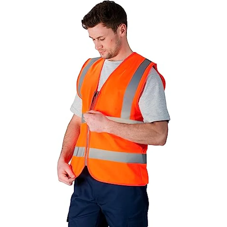 Portwest C375ORRL Warnweste mit Reißverschluss, Größe L, Orange – Bild 4