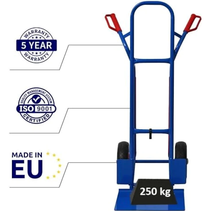 PROREGAL® Sackkarre Transportkarre RAGNAR XXL, klappbar 250 kg Tragkraft, robuste Stahlkonstruktion, 40 x 30 cm Schaufel, 2 pannensichere Räder – Bild 8