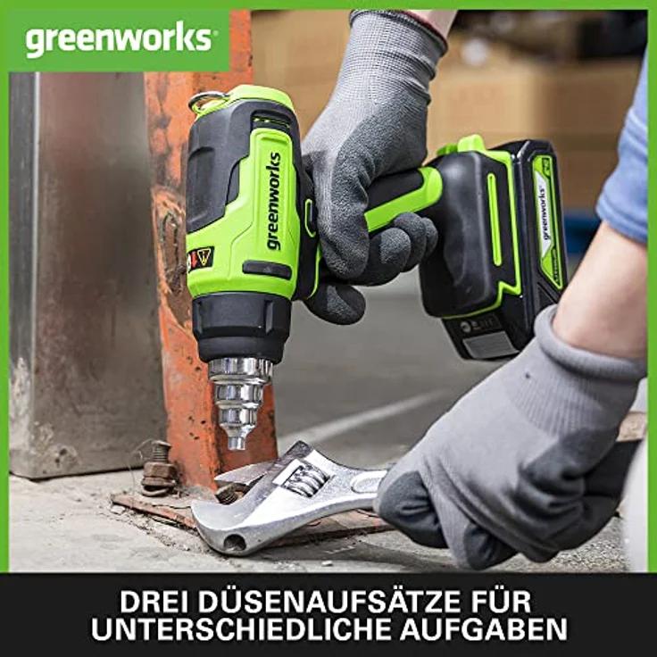 Greenworks G24HG Akku Heißluftpistole, schnelles Aufheizen in 9 Sekunden, 200L/Min 2 Stufen, 3 Düsen, ohne 24V Akku & Ladegerät, 3 Jahre Garantie – Bild 4